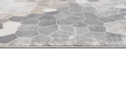 7' X 10' Beige Cobblestone Pattern Area Rug