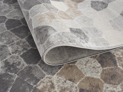 5' X 8' Beige Cobblestone Pattern Area Rug