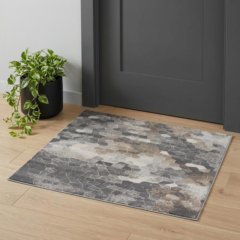 5' X 8' Beige Cobblestone Pattern Area Rug