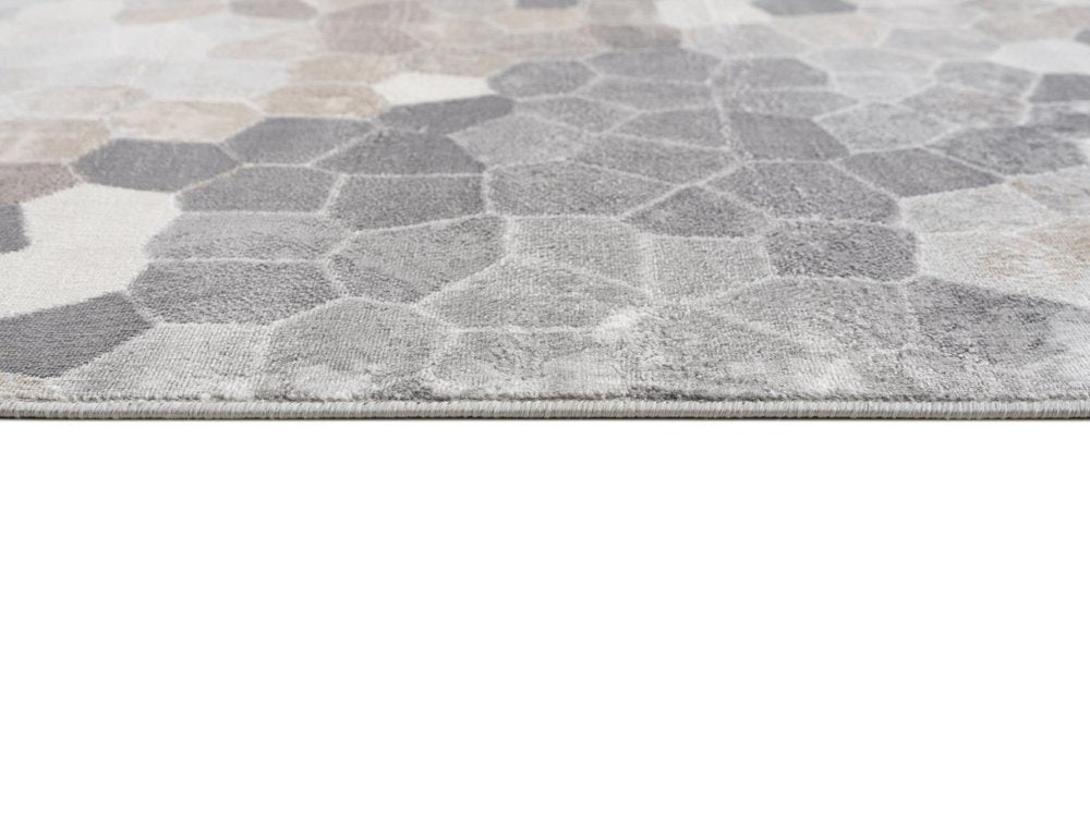 7' X 10' Beige Cobblestone Pattern Area Rug