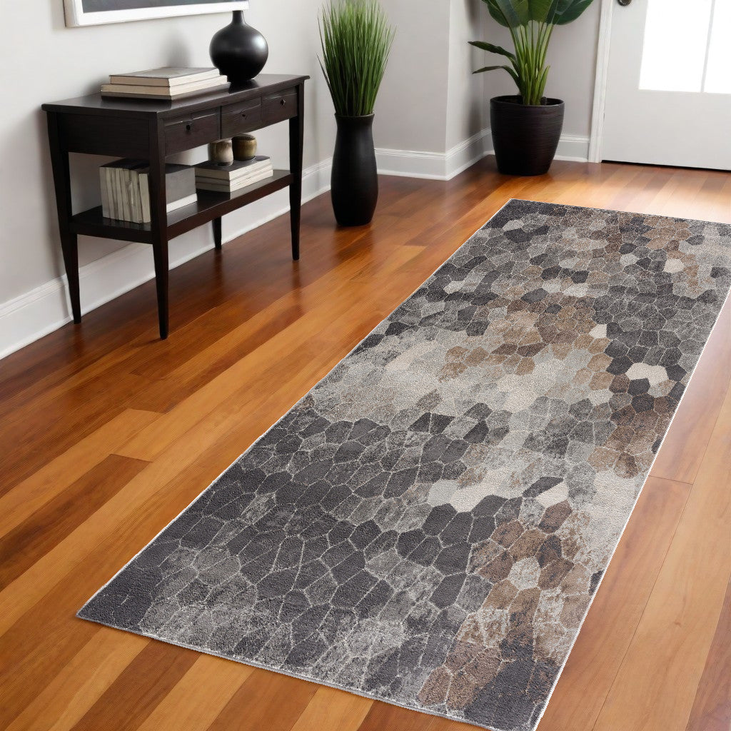 4' X 6' Beige Cobblestone Pattern Area Rug