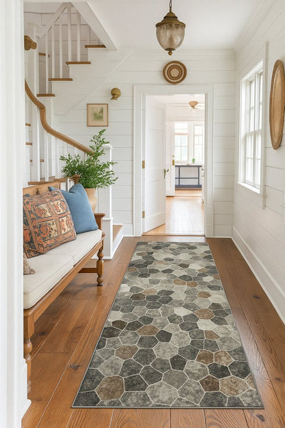 2' X 3' Beige Cobblestone Pattern Scatter Rug