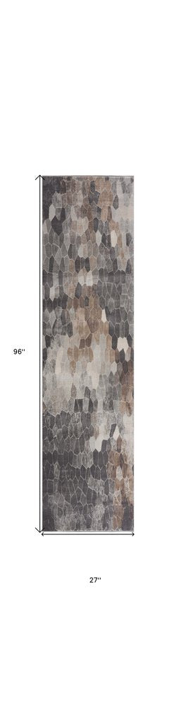 7' X 10' Beige Cobblestone Pattern Area Rug