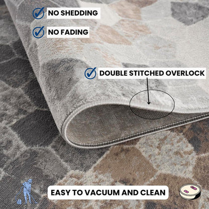 4' X 6' Beige Cobblestone Pattern Area Rug