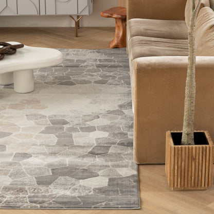 5' X 8' Beige Cobblestone Pattern Area Rug