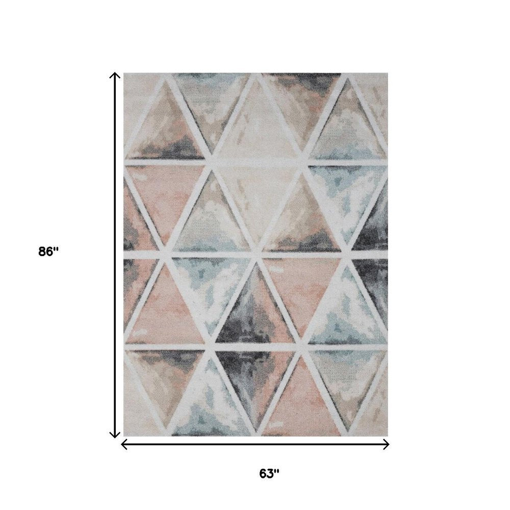 5' X 7' Ivory Watercolored Prism Area Rug