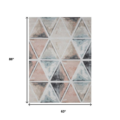 5' X 7' Ivory Watercolored Prism Area Rug