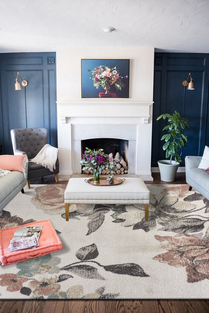 5' X 7' Pink And Ivory Area Rug