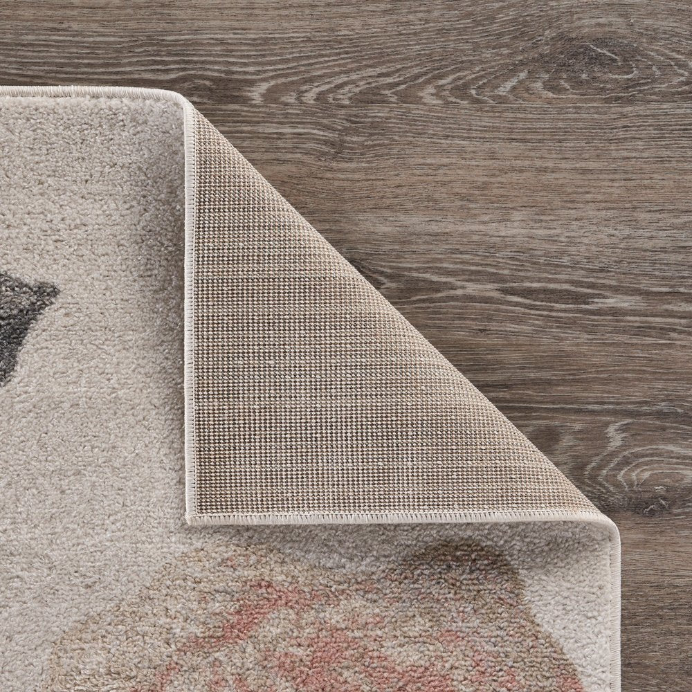 5' X 7' Pink And Ivory Area Rug