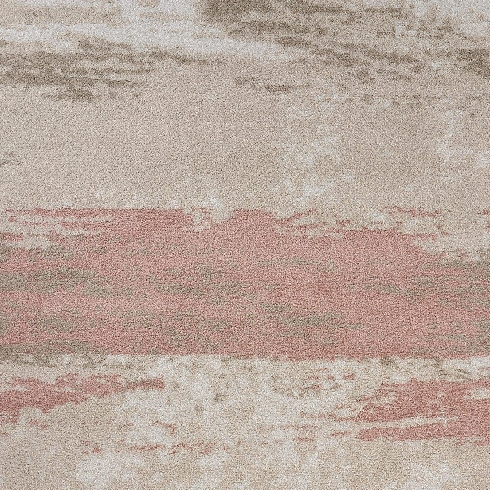 5' X 7' Ivory Beige and Blush Abstract Area Rug