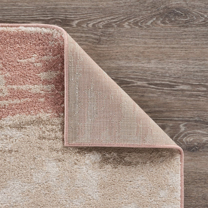 8' X 10' Ivory Beige and Blush Abstract Area Rug