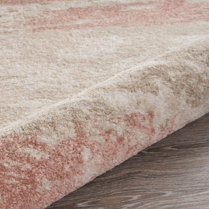 8' X 10' Ivory Beige and Blush Abstract Area Rug