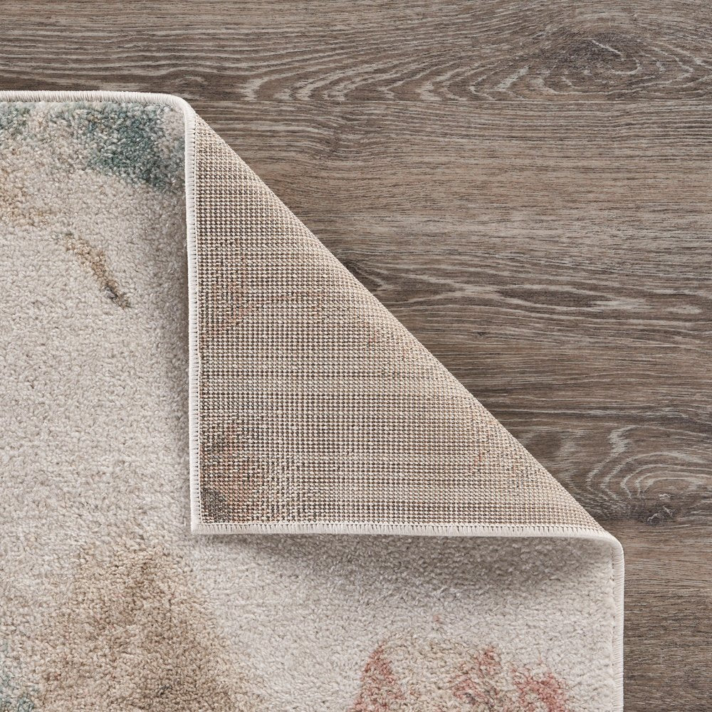 8' X 10' Ivory Soft Floral Artwork Area Rug