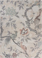 5' X 7' Soft Beige Birds and Trees Area Rug