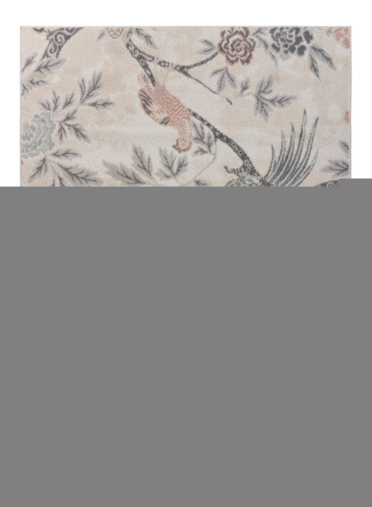 8' X 10' Soft Beige Birds and Trees Area Rug