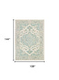 5' X 8' Turquoise and Cream Medallion Area Rug