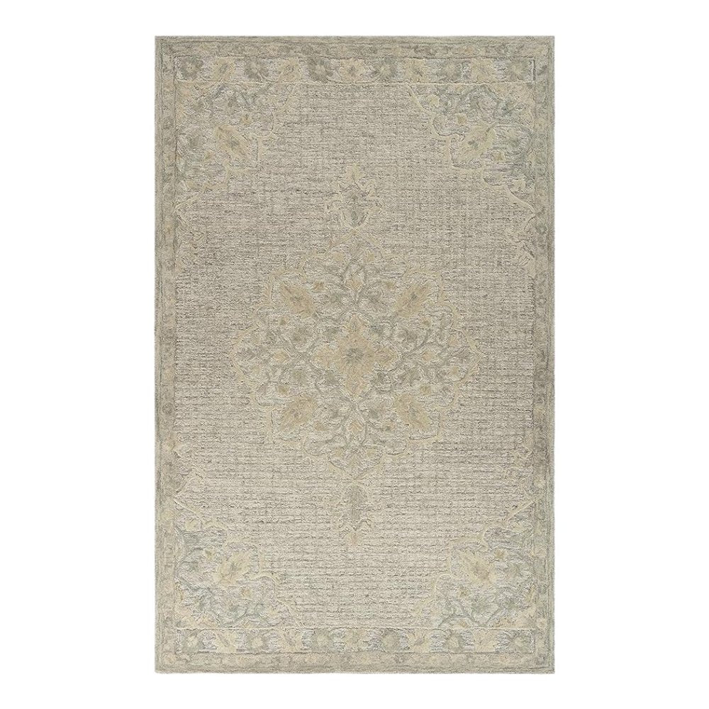 9' X 12' Beige Distressed Floral Area Rug