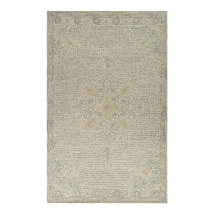 9' X 12' Beige Distressed Floral Area Rug