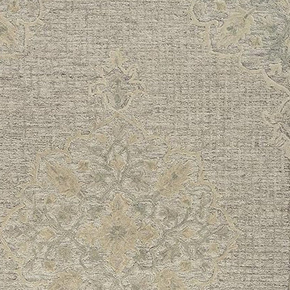 9' X 12' Beige Distressed Floral Area Rug