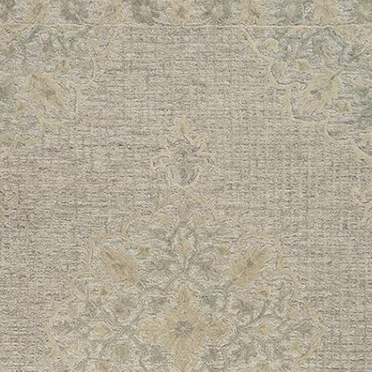 9' X 12' Beige Distressed Floral Area Rug