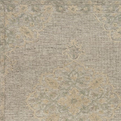9' X 12' Beige Distressed Floral Area Rug