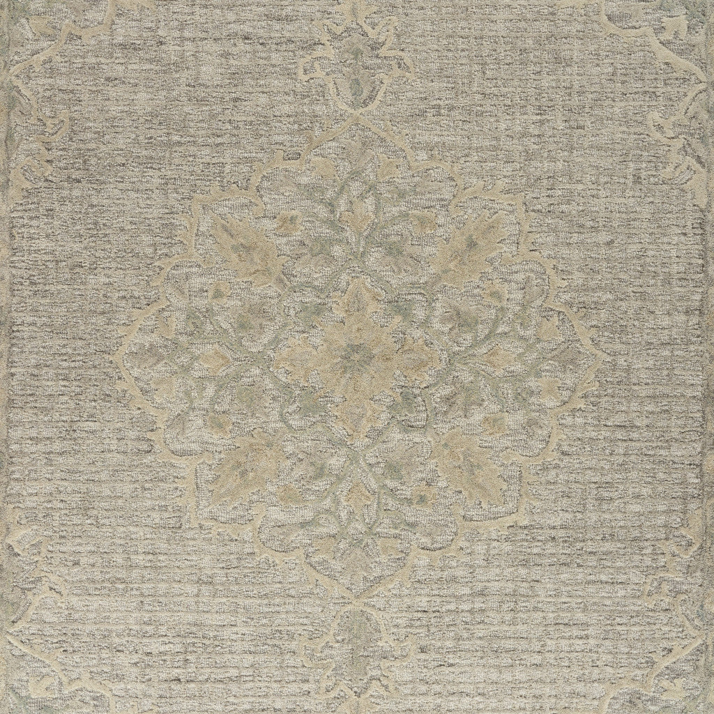 9' X 12' Beige Distressed Floral Area Rug