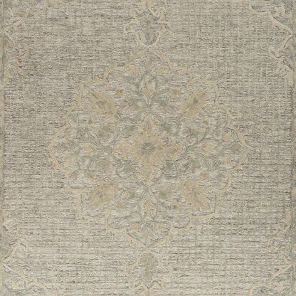 9' X 12' Beige Distressed Floral Area Rug