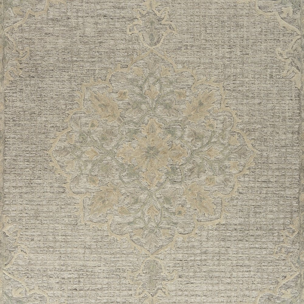 9' X 12' Beige Distressed Floral Area Rug