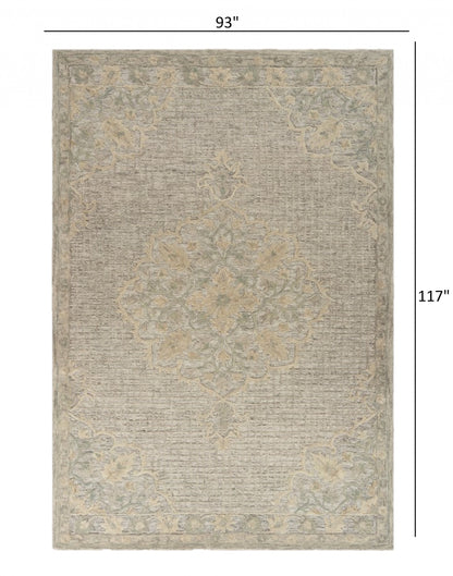 8' X 10' Beige Wool Handmade Area Rug