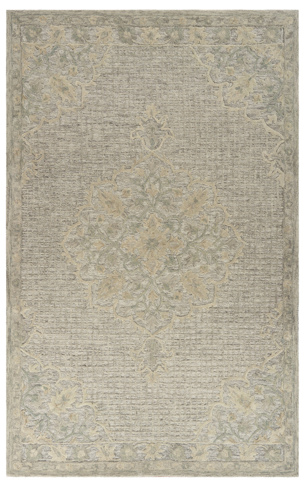 9' X 12' Beige Distressed Floral Area Rug