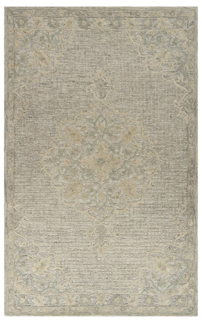 9' X 12' Beige Distressed Floral Area Rug
