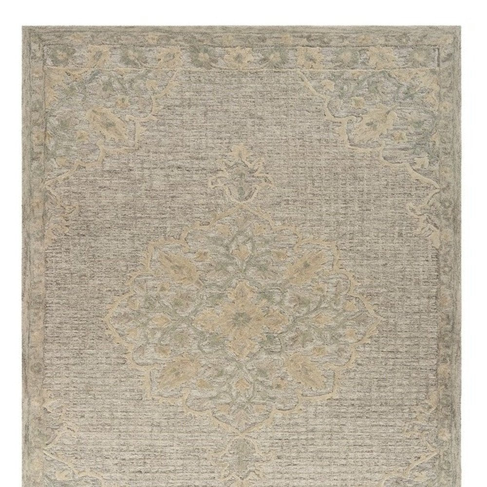 9' X 12' Beige Distressed Floral Area Rug