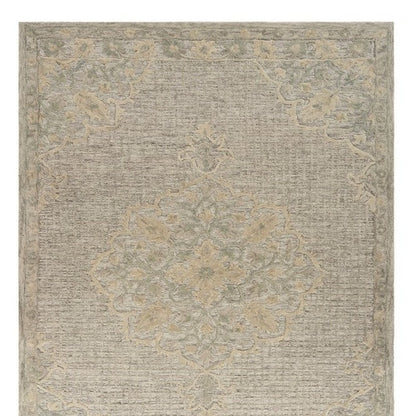 9' X 12' Beige Distressed Floral Area Rug