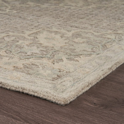 9' X 12' Beige Distressed Floral Area Rug