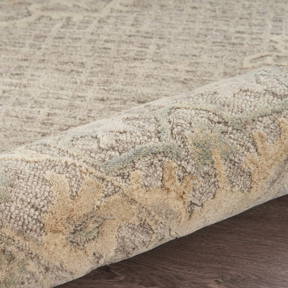 9' X 12' Beige Distressed Floral Area Rug
