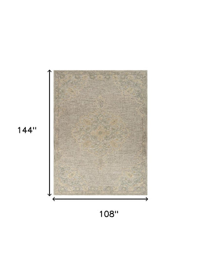 8' X 10' Beige Wool Handmade Area Rug