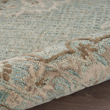 9' X 12' Blue Wool Floral Medallion Hand Tufted Area Rug