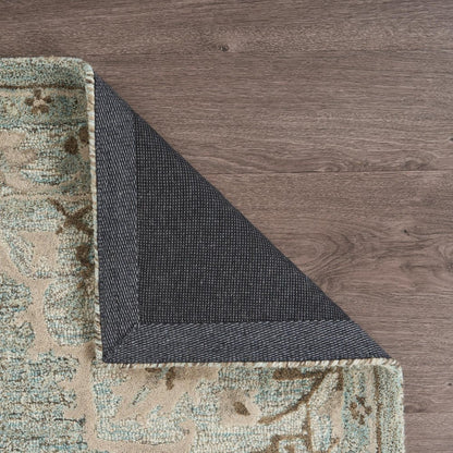 9' X 12' Blue Wool Floral Medallion Hand Tufted Area Rug