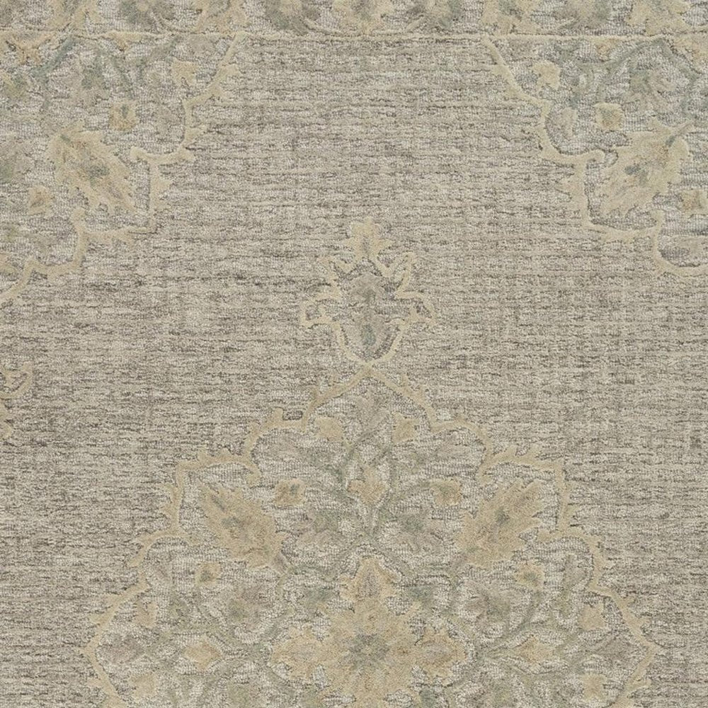 9' X 12' Blue Wool Floral Medallion Hand Tufted Area Rug