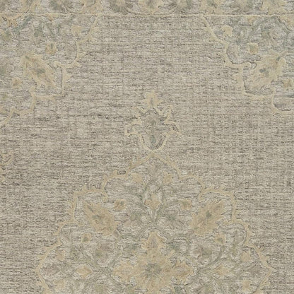 9' X 12' Blue Wool Floral Medallion Hand Tufted Area Rug