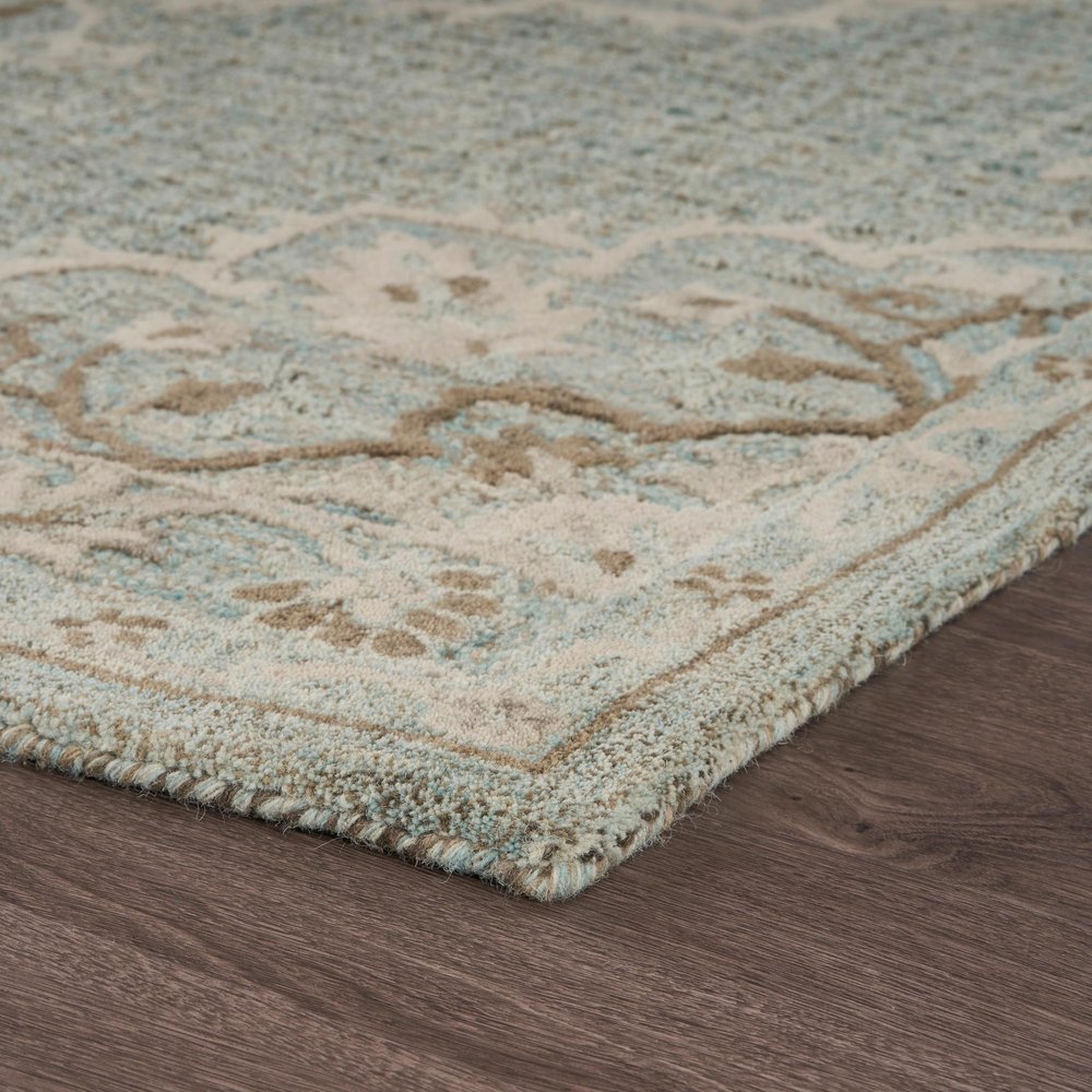 9' X 12' Blue Wool Floral Medallion Hand Tufted Area Rug