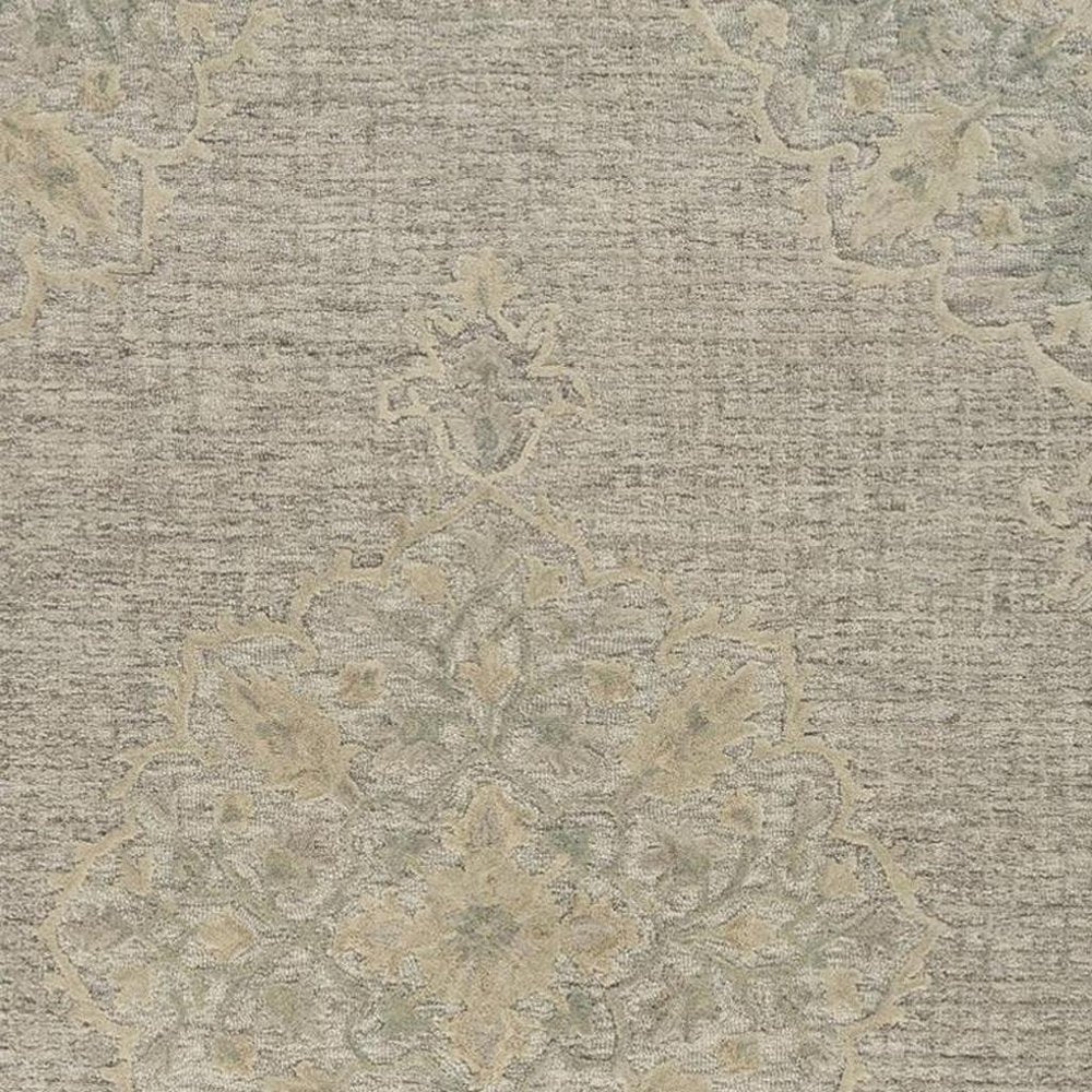 5' X 8' Blue Wool Floral Medallion Hand Tufted Area Rug