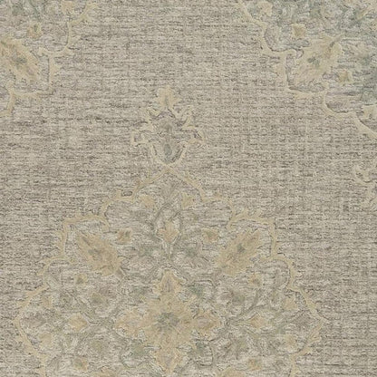 5' X 8' Blue Wool Floral Medallion Hand Tufted Area Rug