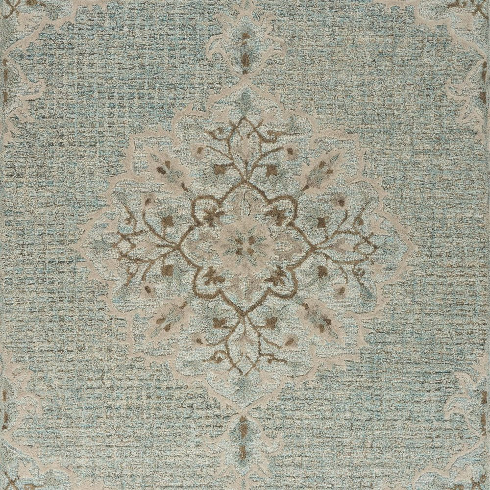 5' X 8' Blue Wool Floral Medallion Hand Tufted Area Rug
