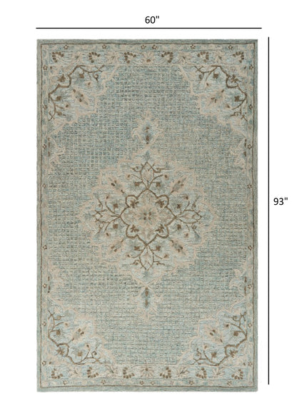 8' X 10' Blue Wool Hand Tufted Area Rug