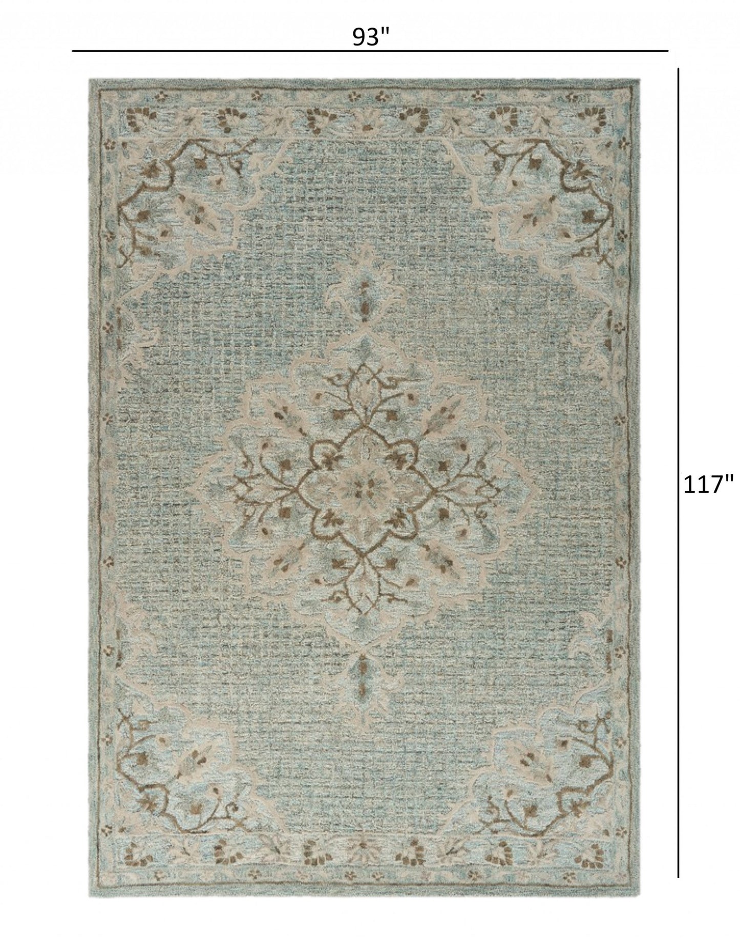 8' X 10' Blue Wool Hand Tufted Area Rug