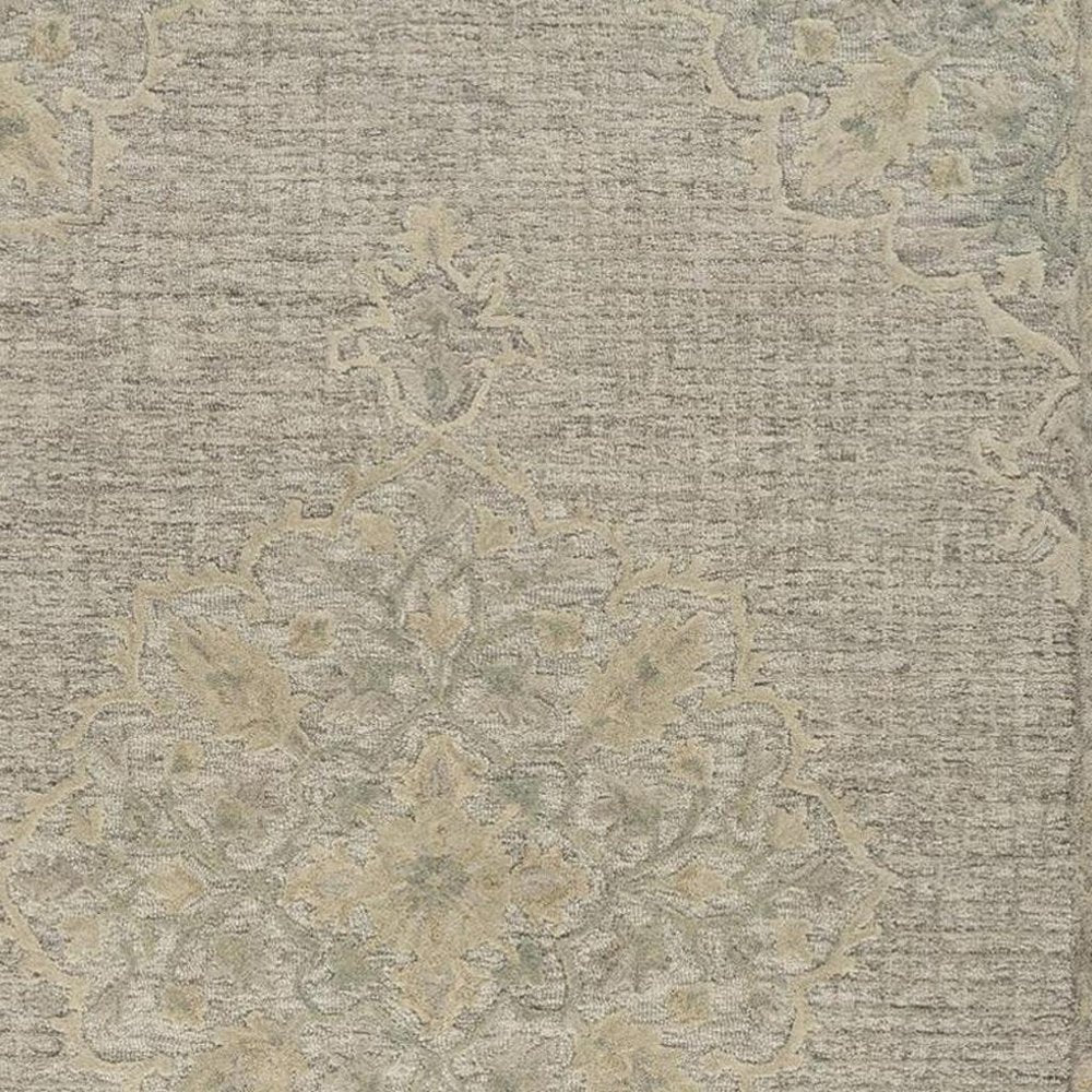 9' X 12' Blue Wool Floral Medallion Hand Tufted Area Rug