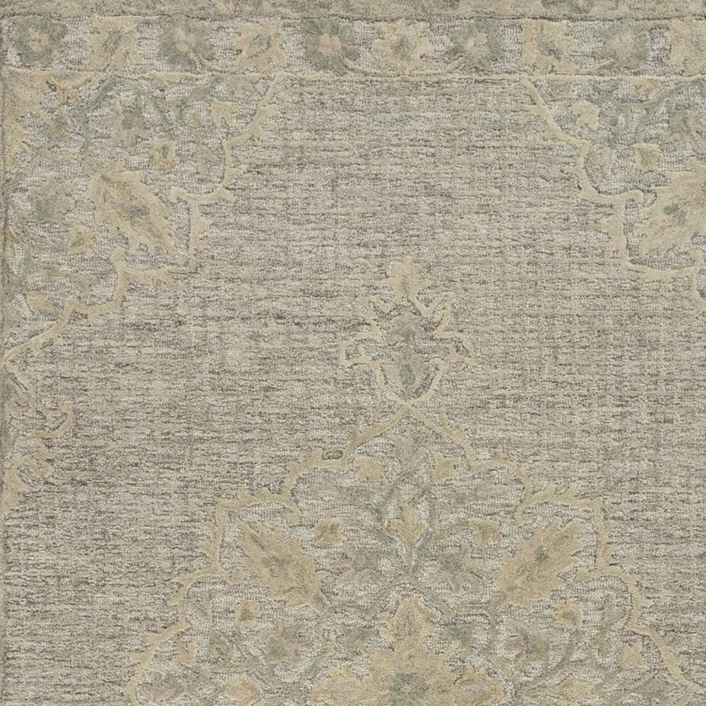 5' X 8' Blue Wool Floral Medallion Hand Tufted Area Rug