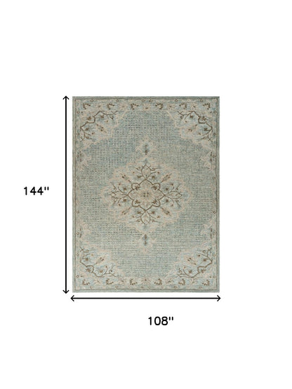 8' X 10' Blue Wool Hand Tufted Area Rug