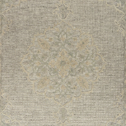 5' X 8' Blue Wool Floral Medallion Hand Tufted Area Rug